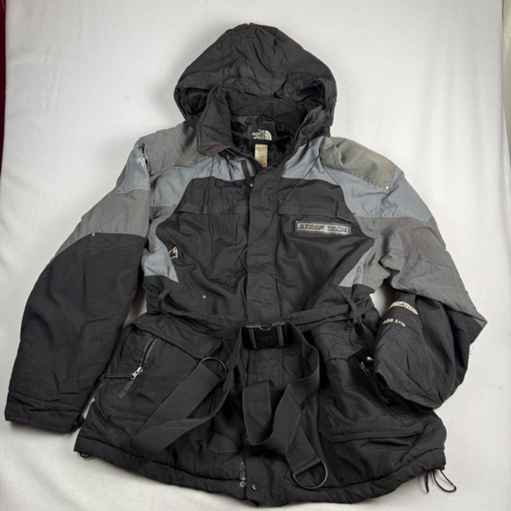 The‎ North Face Steep Tech 600 LTD Jacket Mens Fits Xl Black Grey Belted Ski